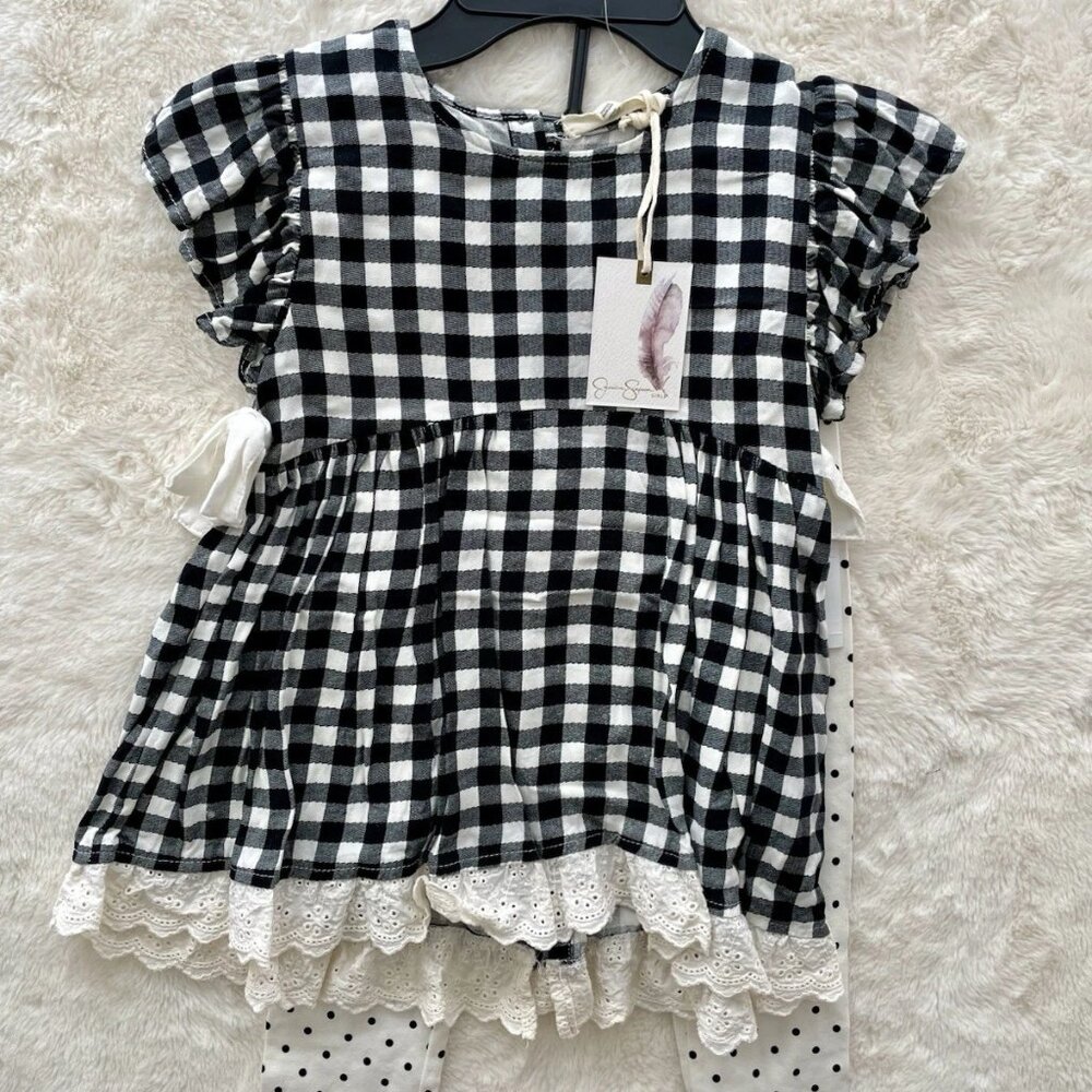 SALE! NEW Jessica Simpson Sleeveless Checkered Top & Pants 2 Pc Set Size 6x NWT